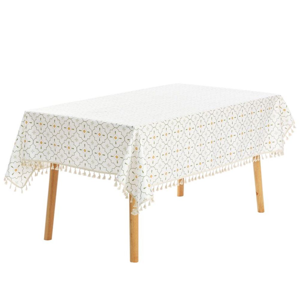 1 Pack Rectangle Faux PU with Tassel Table Cover 55x71inch Flower